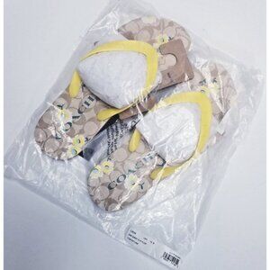 Coach Women's Signature Zak Rubber Sandals Flip Flop US 9/10 Brown Floral NWT